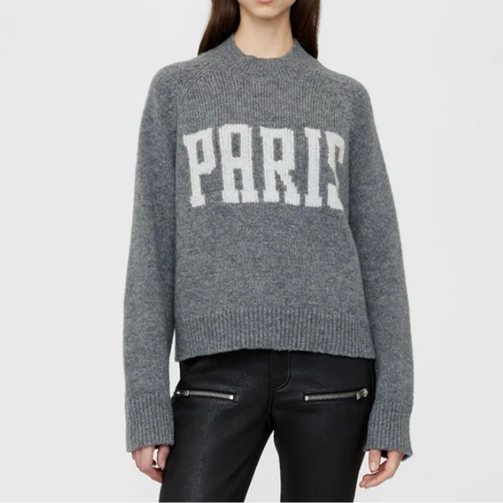 Anine Bing Kendrick University Paris Sweater gray Size XS